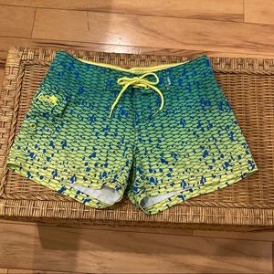 Pelagic board shorts, womens size small, dorado/mahi print